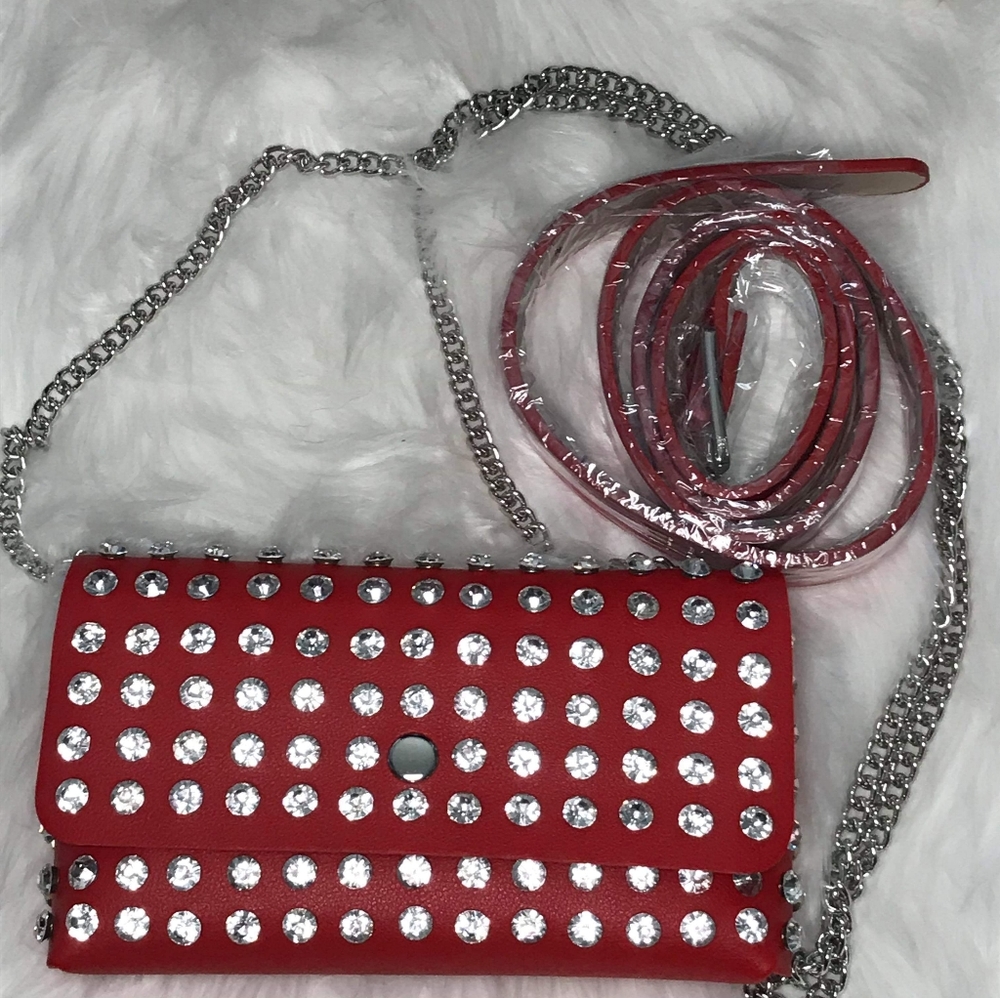 Red Crystal Studded Convertible Fanny Pack - Picture 5 of 8